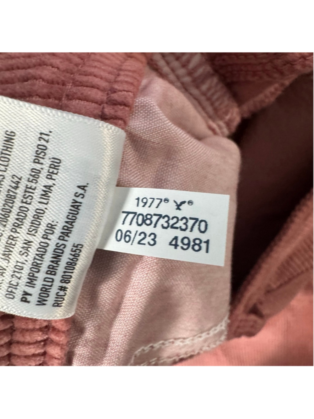 American Eagle Super High-Rise Baggy Wide Leg Curdoroy Pant Pink Size 10 - Picture 11 of 13